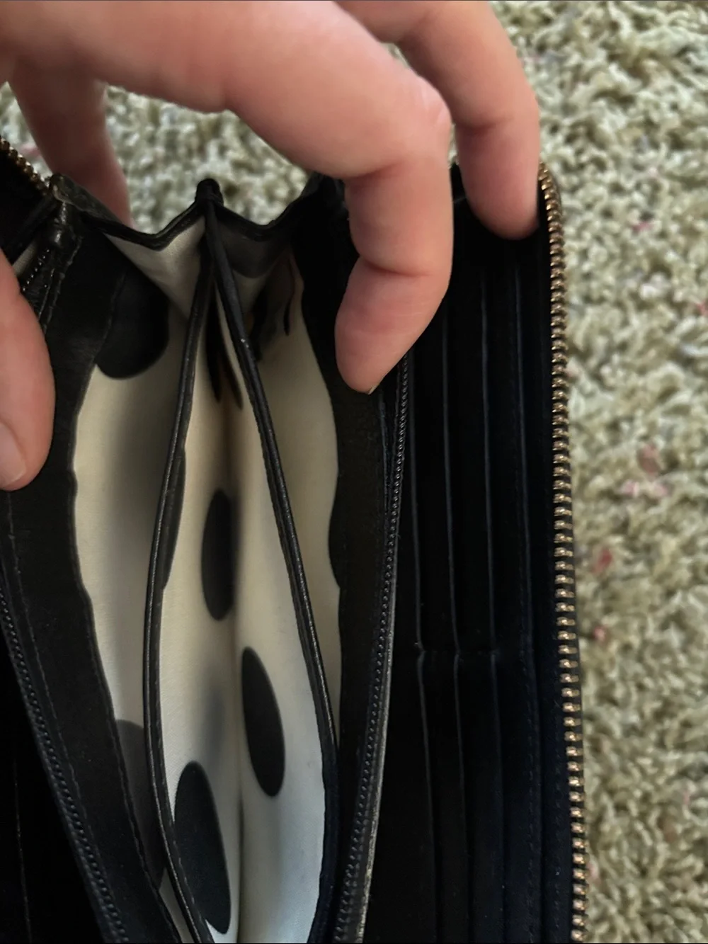 Kate Spade Black Pebbled Leather Zip Around Continental Wallet